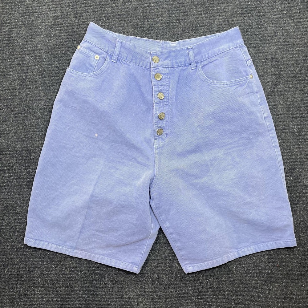 Vintage Gitano Shorts Womens 16 Purple Denim Bermuda Button Fly High Rise Jeans